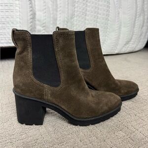 Vince Olive Suede Ankle Boots